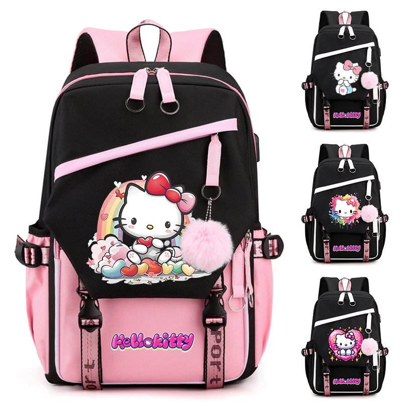 Hello Kitty Backpack Student Teen Cartoon School Backpack Girls Boys Kids Cute Backpack Women Move Hello Kitty Backpack Student Teen Cartoon School Backpack Girls Boys Kids Cute Backpack Women Move