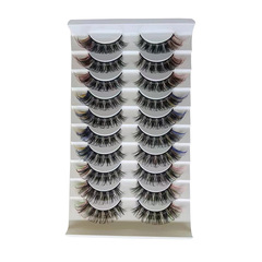 外貿品質十對裝彩色假睫毛 對毛可重複歐美濃密大眼多層立體