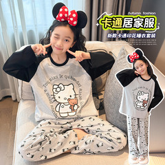 春秋季女童睡衣长袖纯棉中大童女孩学生家居服可外穿卡通儿童套装