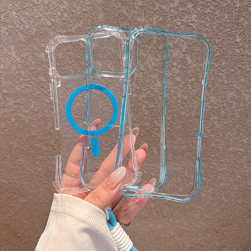 东南亚新品适用IP16PROMAX磁吸美腰三合一透明手机壳挂绳N52强磁|undefined