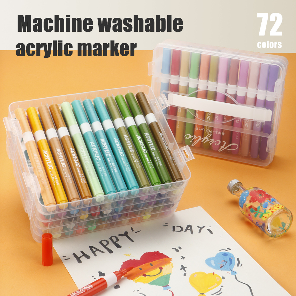 Caja de acrílico marcador de acrílico conjunto de cabeza suave pintura de los estudiantes puede plegar color fácil de lavar acuarela para niños al por mayor