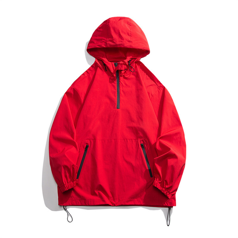 Spring and Autumn Men's Solid Color Loose Hooded Half Zipper Jacket Men's plus size Teenagers Jacket Spring and Autumn Men's Solid Color Loose Hooded Half Zipper Jacket Men's plus size Teenagers Jacket