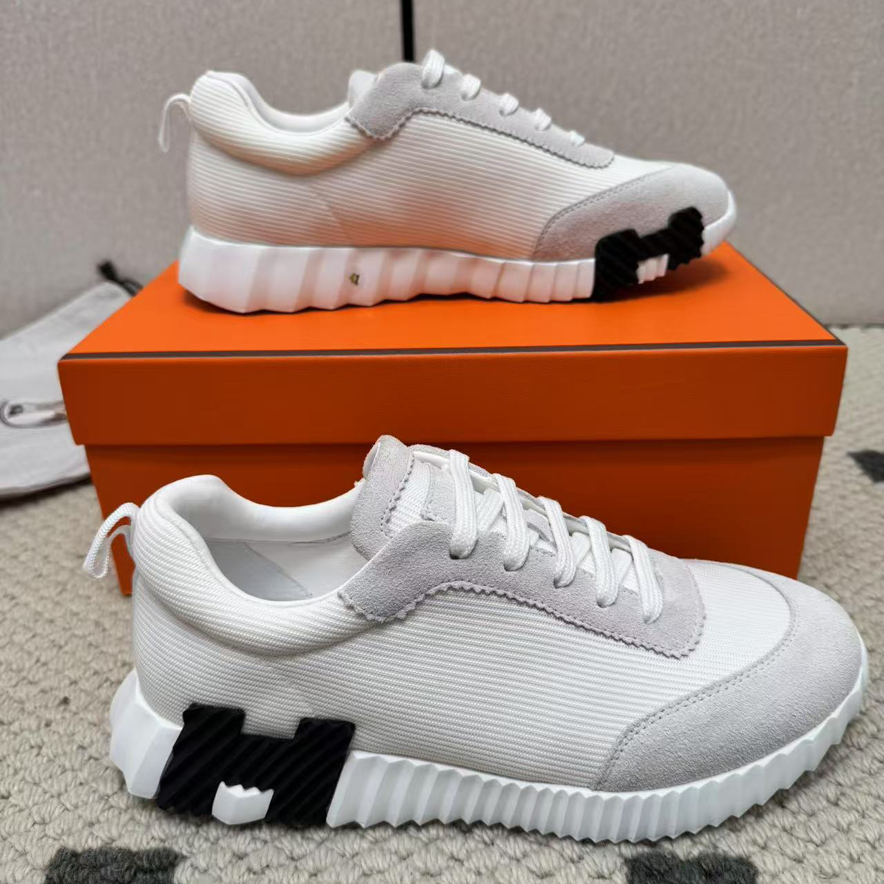 Foreign Trade H Brand Genuine Leather European Station H Brand Men's Shoes Trendy Comfortable Sneakers Casual Breathable Sports Shoes Light Luxury High-End Feel