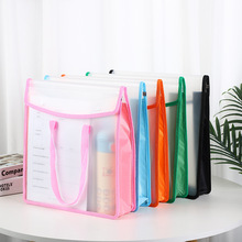 手提透明帆布画稿素材纸学生资料收纳袋防水大容量A3按扣文件收纳