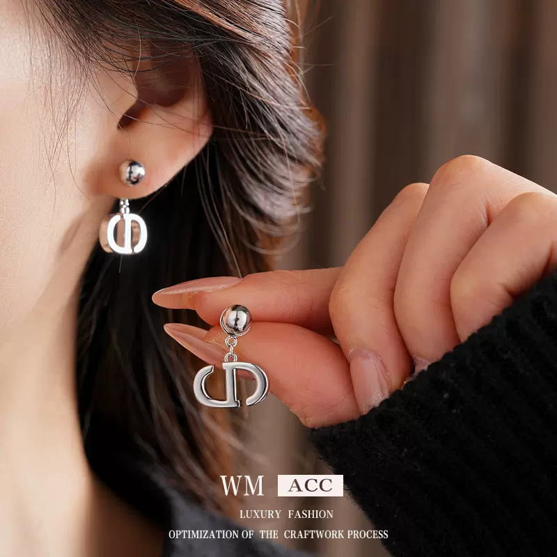 银针椭圆猪鼻子两戴式耳钉个性冷淡风小众耳环轻奢高级感时尚耳饰