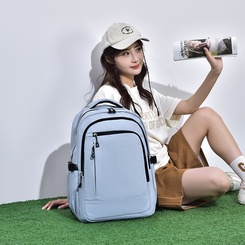 Nueva moda bolsas de computadora de viaje de negocios, bolsas coreanas a cuadros, mochila simple al aire libre de gran capacidad