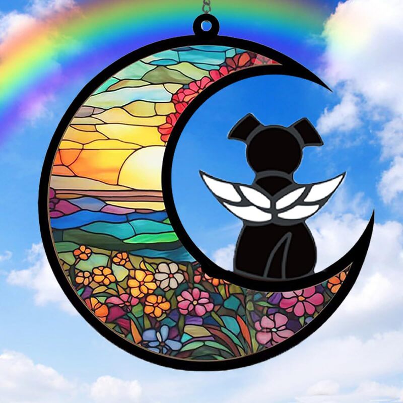 Cross Border Acrylic Personalized Moon Dog Cat Hanging Memorial Gift Halloween Christmas Decoration