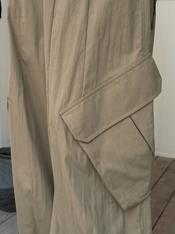 k3131大码美式复古工装裤高腰垂感阔腿裤大口袋慵懒风休闲女裤|undefined