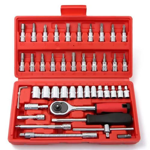 46-piece combination tool set, automobile repair socket wrench, small fly ratchet wrench, 1/4 set machine repair tool box