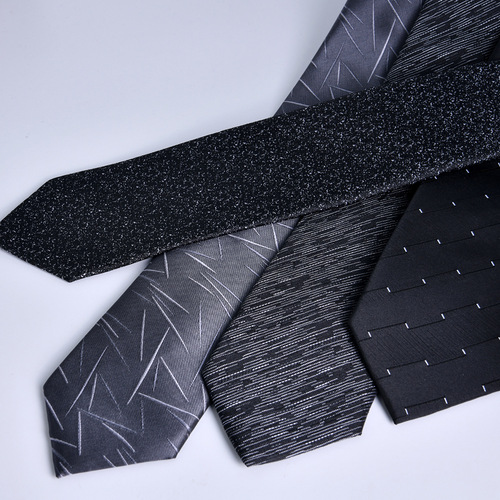 Tie men's professional business administrative zipper 7cm black stripe lazy easy-to-pull new style