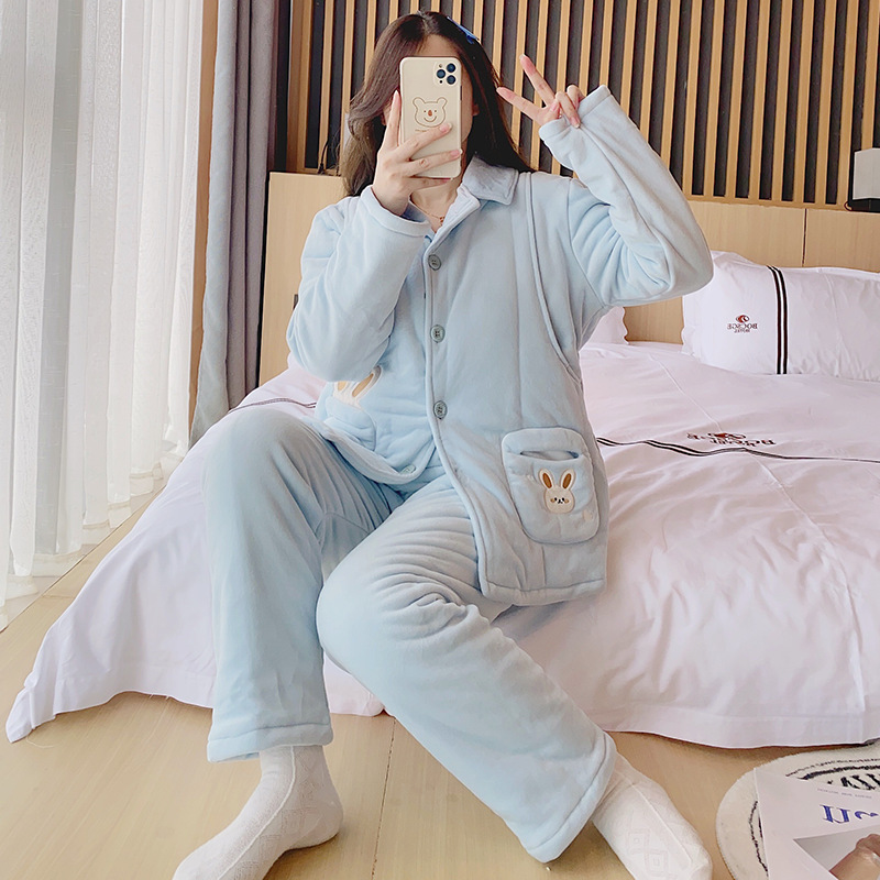 New Baby Velvet Thickened Quilted in stock Lunch Suit Pregnant Women Lactation Soft suit for Autumn and Winter 2025