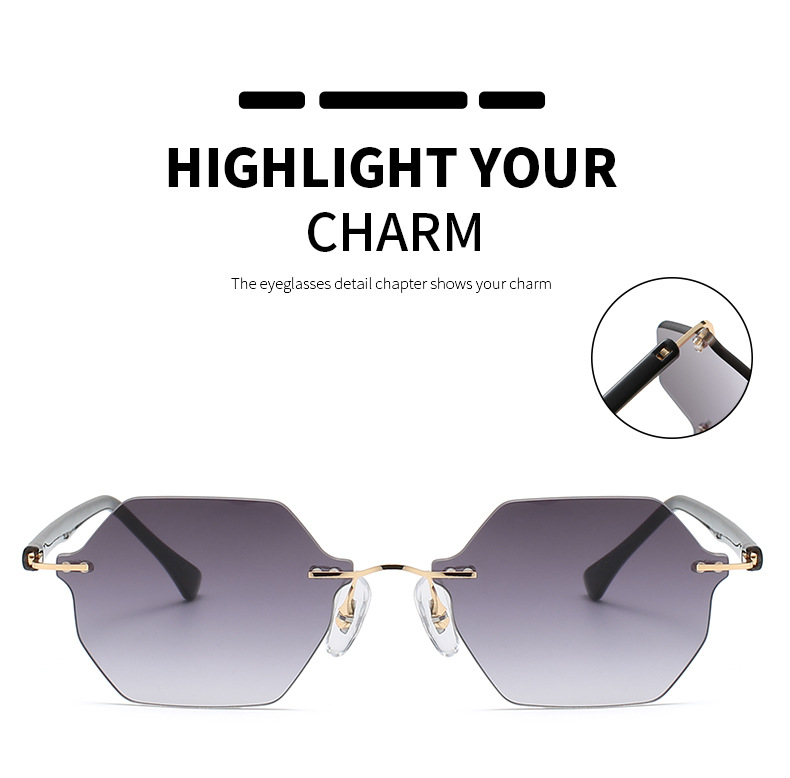 New Style Fashion Frameless Polygonal Multicolor Metal Sunglasses display picture 3