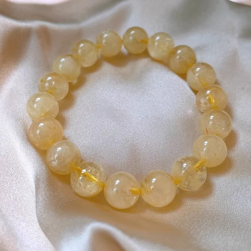 金髪水晶10mmブレスレット、金髪水晶チタンクリスタルブレスレット、女性用伸縮調整可能ヘアクリスタルジュエリー、卸売対応|undefined