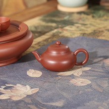 小容量矮梨朱泥大红袍手拉手把壶纯手工小品功夫茶手制梨型壶家用