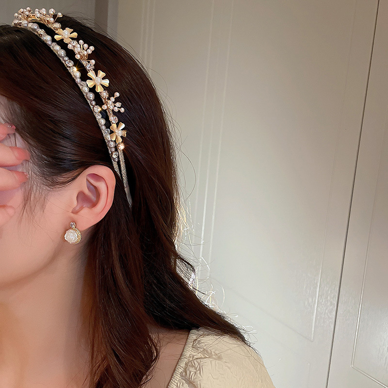 Fashion Flower Metal Inlay Artificial Pearls Rhinestones Hair Band 1 Piece display picture 18