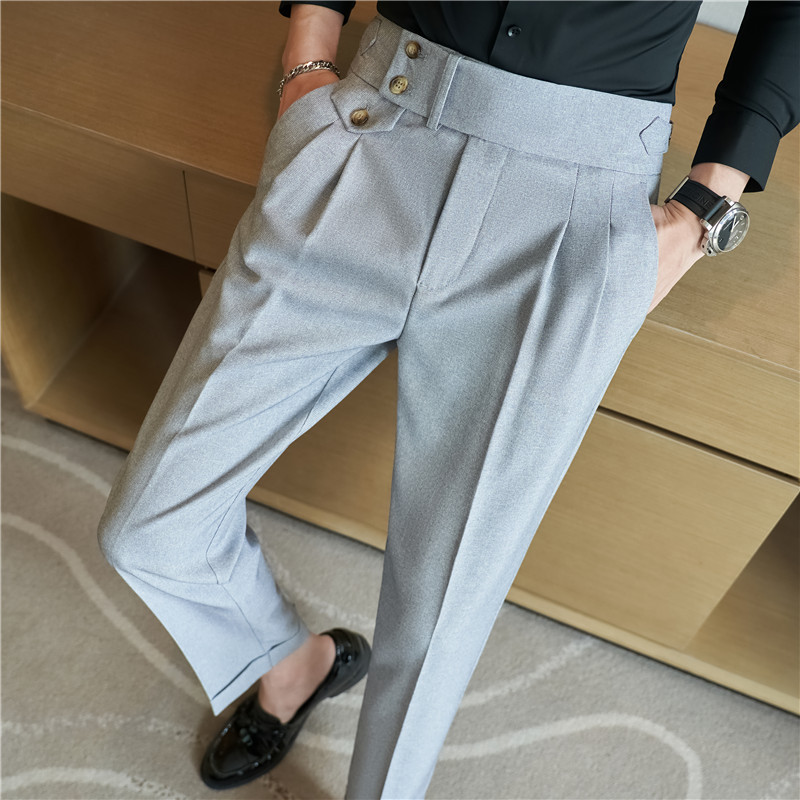 Pantalones Casuales de Pierna Recta y Cintura Alta Estilo Napolitano para Hombre, con un Toque de Lujo, para Comercio Exterior