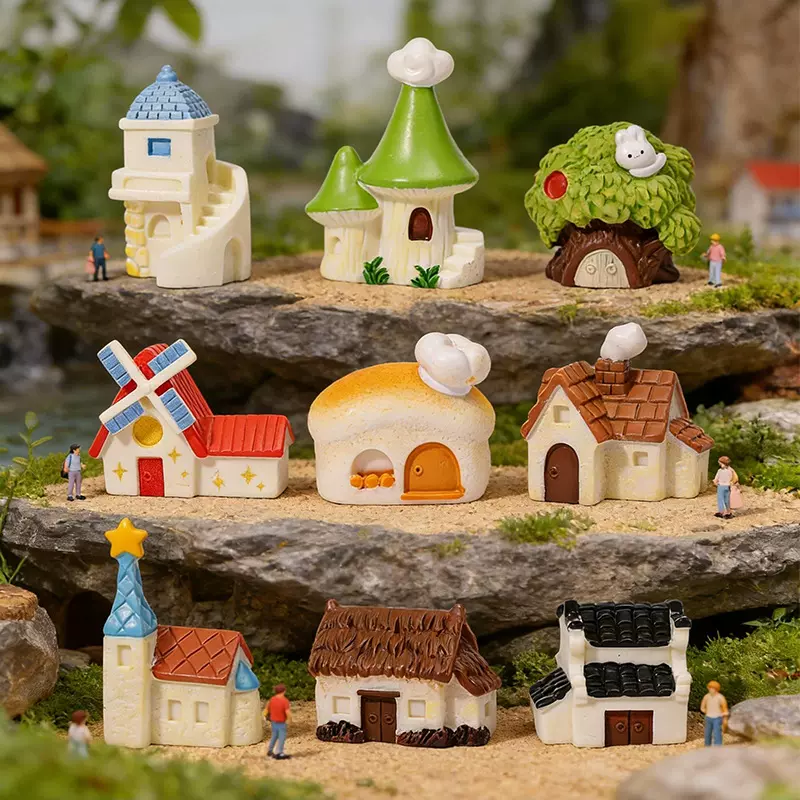 微缩树脂小房子摆件 微景观 DIY 仿真摆件苔藓微景观造景配件
