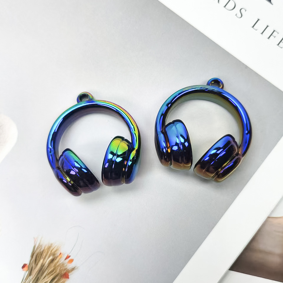 アクリルペイント 2 色グラデーションヘッドフォンビーズぶら下げ穴ビーズ diy 携帯電話チェーンペンダントネックレス素材ジュエリーアクセサリー