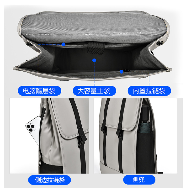 Mochila de hombre de textura casual, mochila de alta gama de gran capacidad, mochila de computadora multifuncional para hombre para viajeros de negocios