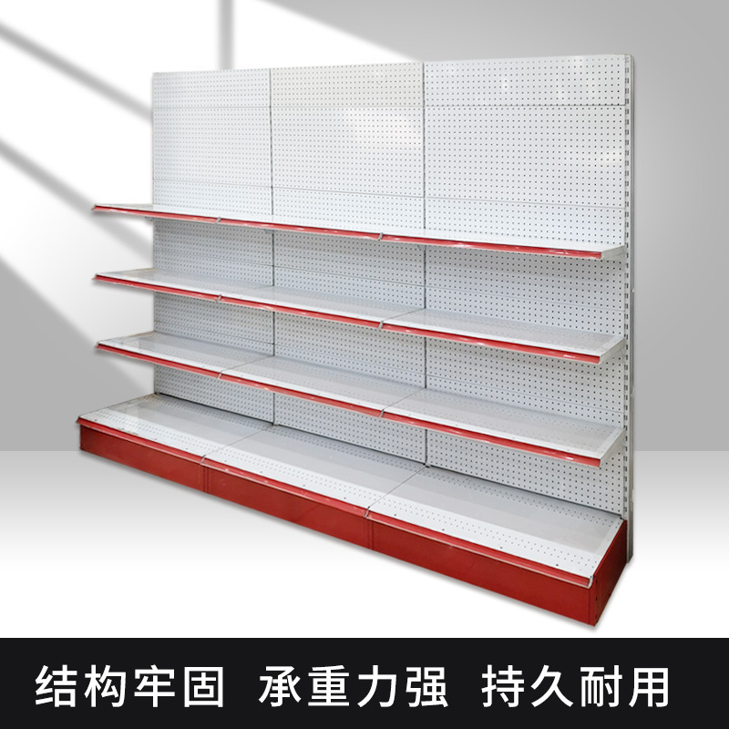 货架便利店零食店自由调节单面中岛洞洞板批发商用收银台收纳货柜