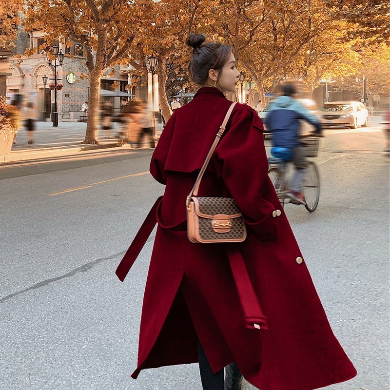 2026 Autumn and Winter New Large Size Woolen Coat for Women, Long Woolen Coat for Plus-Size Women 100kg 【2283】2