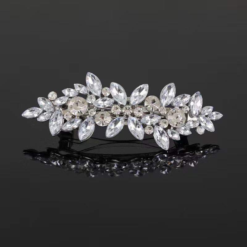 Peigne orné de cristaux, perles dorées et strass, bijou de coiffure de mariée, style transfrontalier européen et américain. Ornement en cristal, perle dorée, peigne à strass. Cheveux de mariée_voghion.com