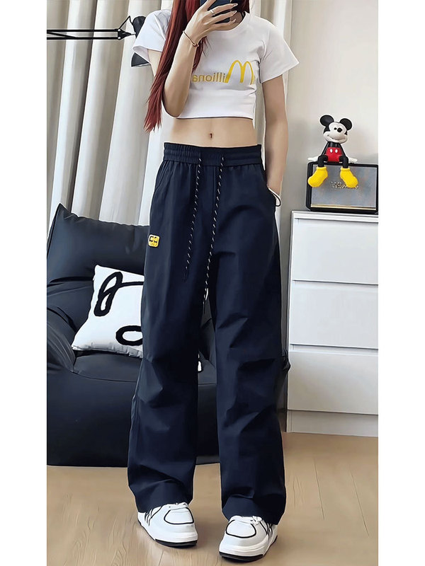 藏青色速干冲锋裤男女秋季新款美式褶皱伞兵工装裤户外徒步登山裤|undefined