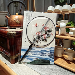 蘇団扇蘇州両面刺繍団扇古風扇子中国風団扇巻線紫光檀柄刺繍団扇