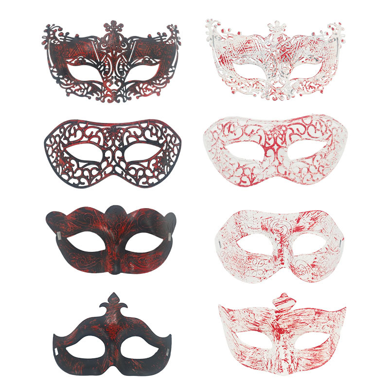 Nueva fiesta de Halloween máscara de sangre de terror retro máscara de cabeza plana agujerada samurai romano cosplay