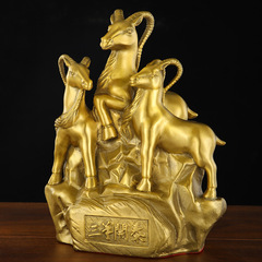 Three Rams Open the Way Brass Sculpture Office Three Rams Bring Good Fortune Home Decor Brass Sheep Metal Craft Wholesalers