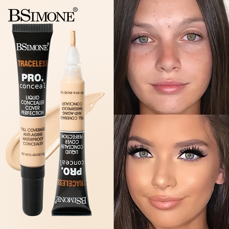 Base de maquillaje líquida resistente al agua y al sudor de larga duración sin atasar en polvo para cubrir las ojeras, manchas de acné, tatuaje, corrector hidratante ligero