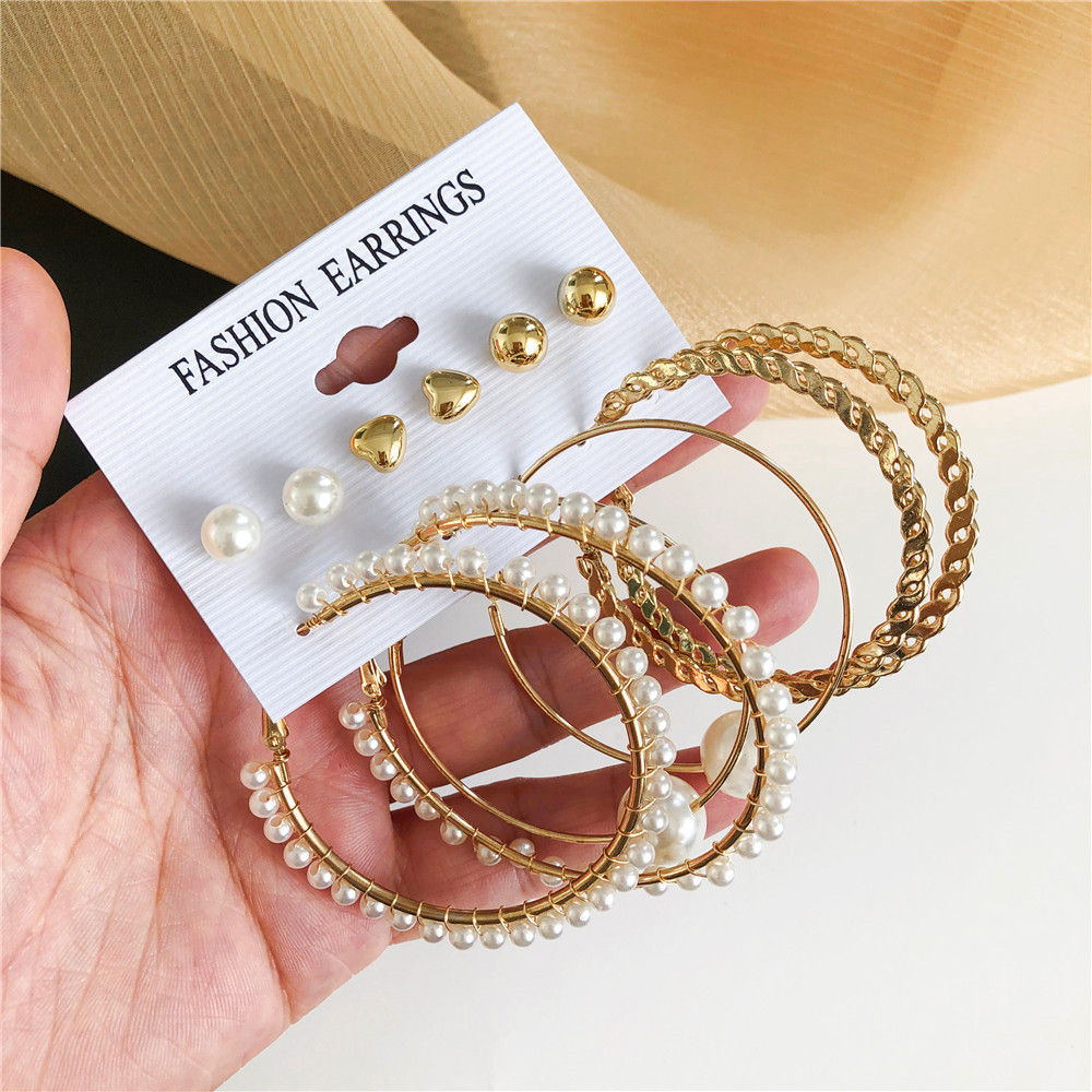 Europäische Und Amerikanische Grenz Überschreitende Neue Perlen Ohrringe Ohrring Set Geometrisch Einfache Diy Schmuck Liebe Ohr Stecker Set Weiblich display picture 3