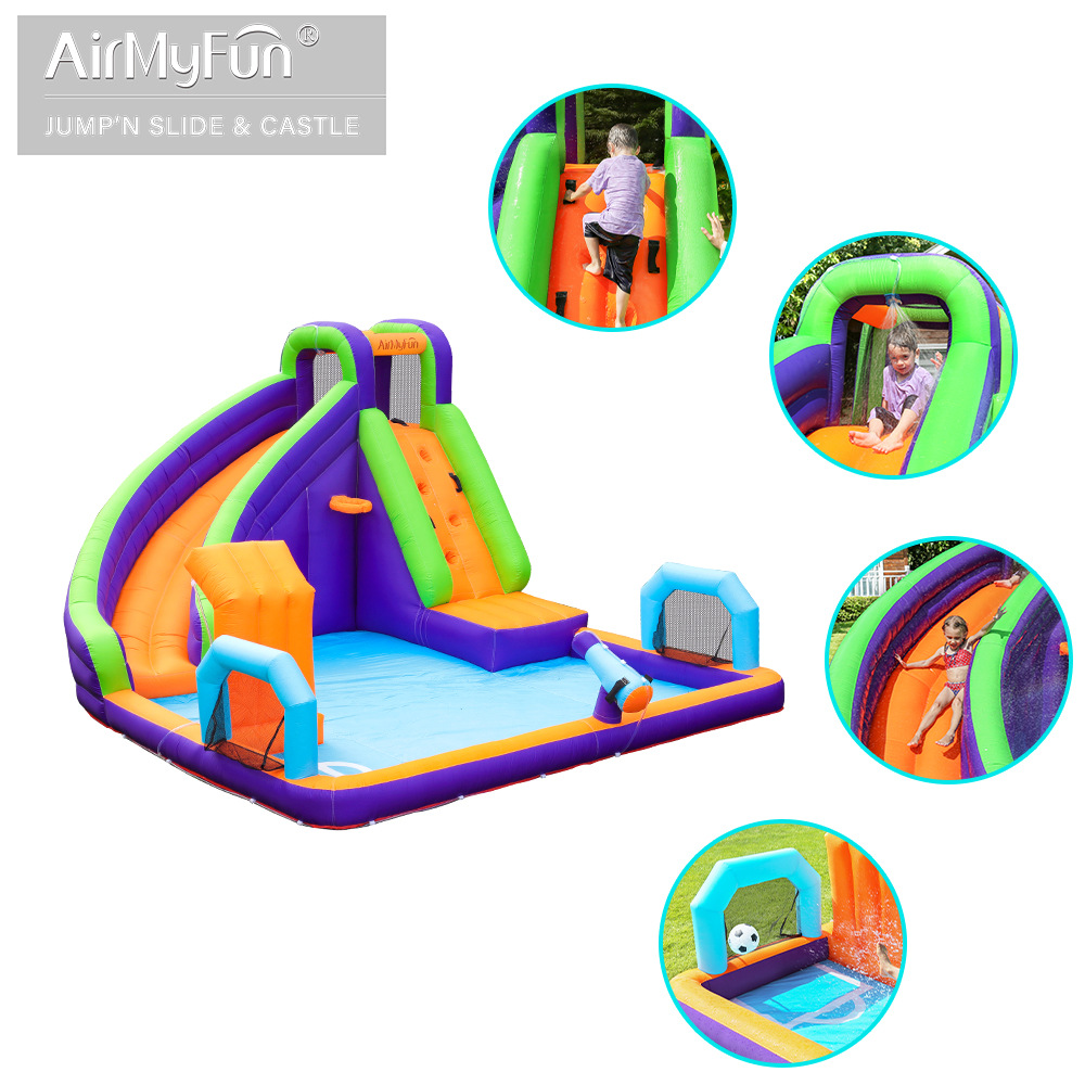 Castillo inflable AMF con rociador de agua, juguete para niños, parque infantil, tobogán de agua para el hogar, trampolín pequeño, castillo inflable para interiores