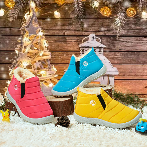 Winter children's shoes, padded and thick, fashionable warm children's snow boots, snow padded boots