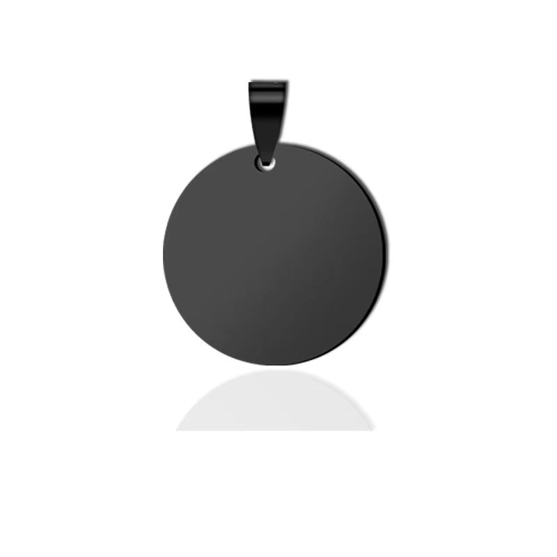 En stock Acero inoxidable titanio acero Etiqueta de perro redondo blanco metal colgante etiqueta PET colgante Tarjeta de Identificación láser grabado