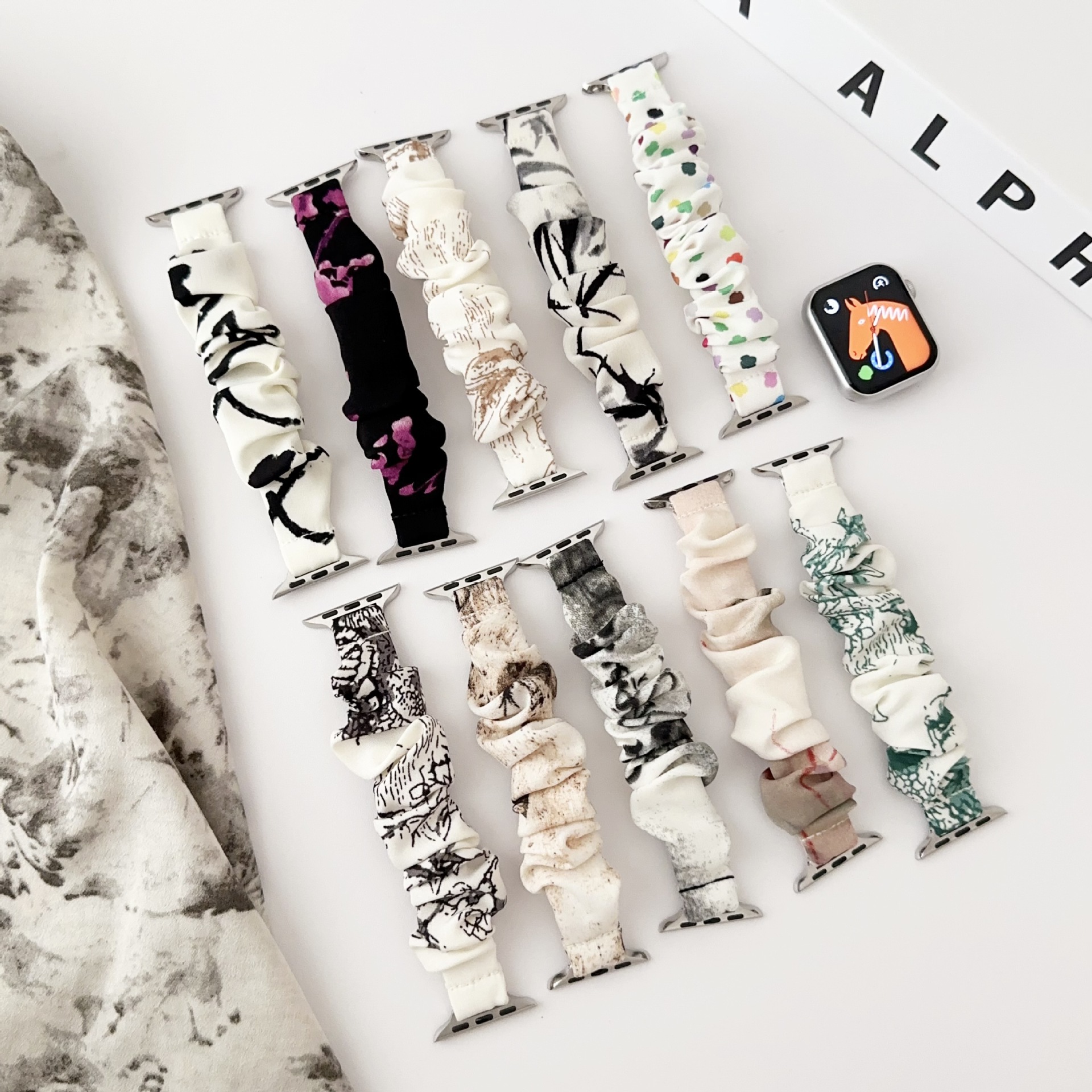 Guofeng Ink Chiffon Large Bowel Band for applewatch Apple Watch iwatch98 Generation 765