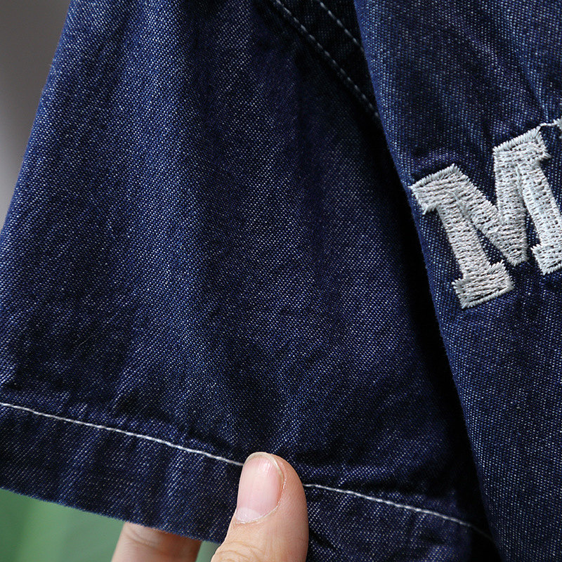 5009 traje de mezclilla de verano para niños 2025 nueva camisa de manga corta hermosa para niños ropa de moda de verano para bebés