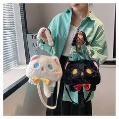 New 2023 Winter Lolita Plush Shoulder Bag Youyou Cat Animal Doll Bag JK Crossbody Soft Cute Handbag