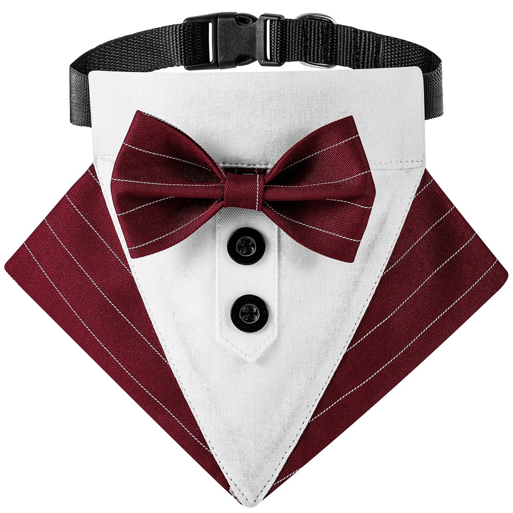 Transfronterizo nuevo rayas ropa de mascotas traje triángulo toalla guapo mascota saliva toalla boda mascota triángulo toalla