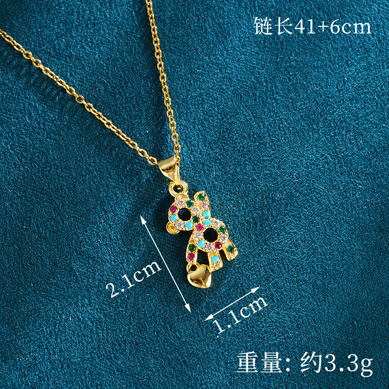 Collar de oro de arena vietnamita, diseño, lindo color, círculo de diamantes, pendientes de oso