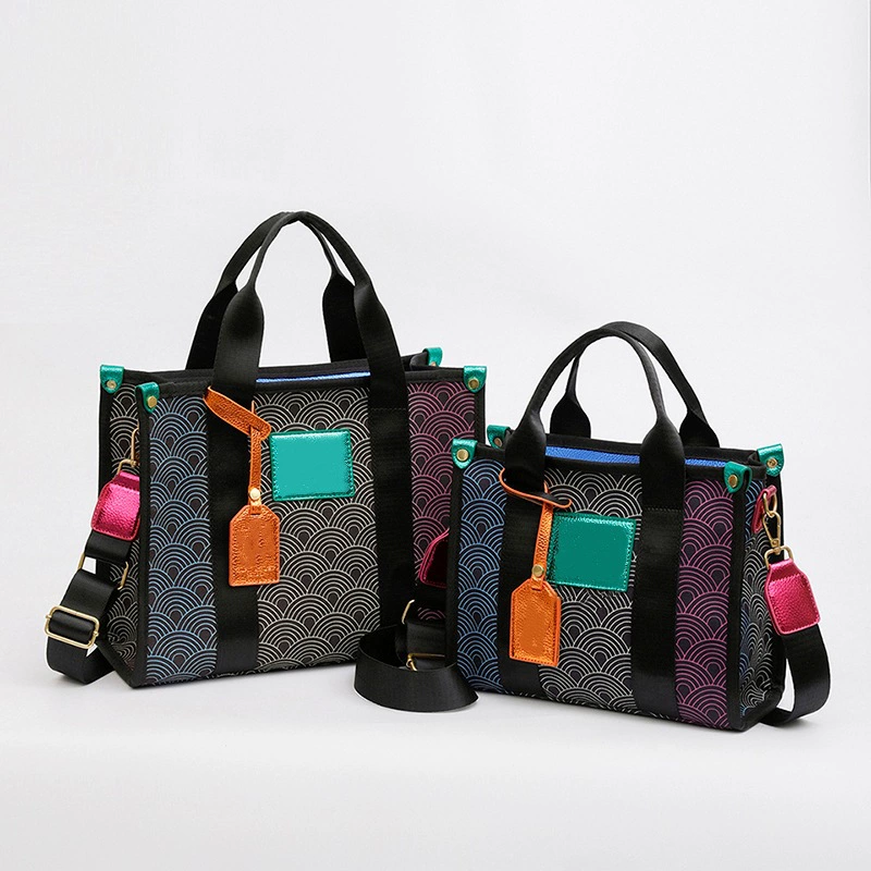 Capacious rainbow shopping bag, shoulder bag, one-shoulder bag