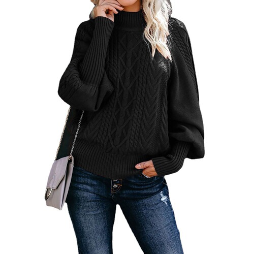 Women's Semi-High Collar Knit Sweater -  Winter New Arrival Loose Rope Hooded Long-Sleeve Solid Color Woolen Cardigan