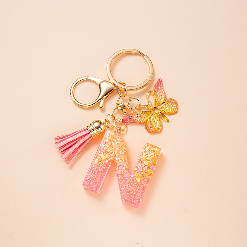 24g Weight Bag Pendant, Keychain Classification 1 Piece Quantity Holiday, Daily Occasion Resin Material Letter, Butterfly Pattern Unisex Gender Elegant, Commute Style Elegant Commute Letter Butterfly Resin Unisex Bag Pendant Keychain 5