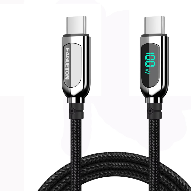 100W 1m Led Display Cable Nylon Braided USB C to USB C Type Cable Factory Direct Sale