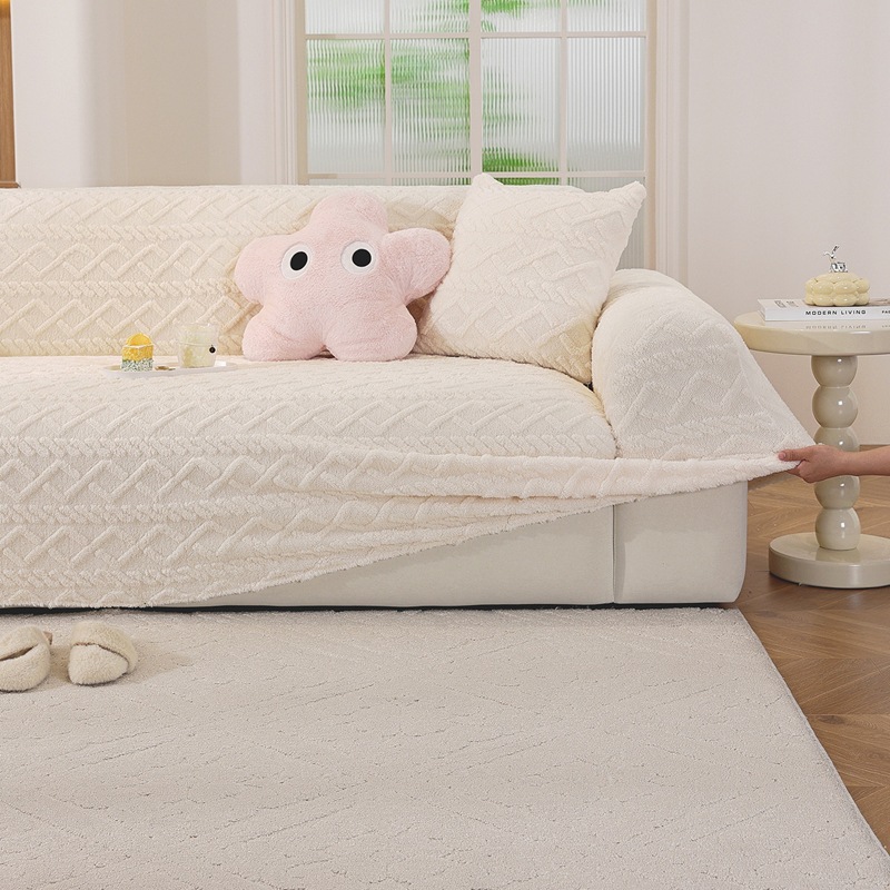 Shu Cotton Velvet Cream Style Sofa Towel Cover 2025 New Sofa Cushion Winter Plush Blanket All-Inclusive Sofa Cover