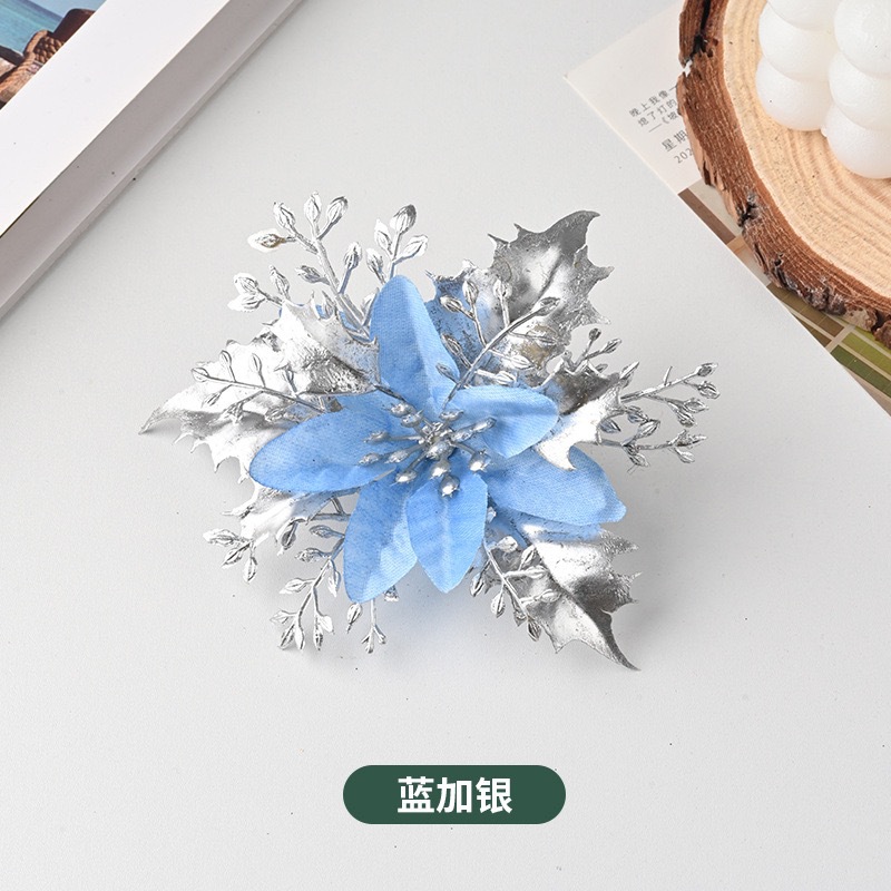 Decoración de Navidad flor de imitación de flores de polvo de oro accesorios de guirlanda de nieve multicolor opcional 12cm decoración de vacaciones image 15