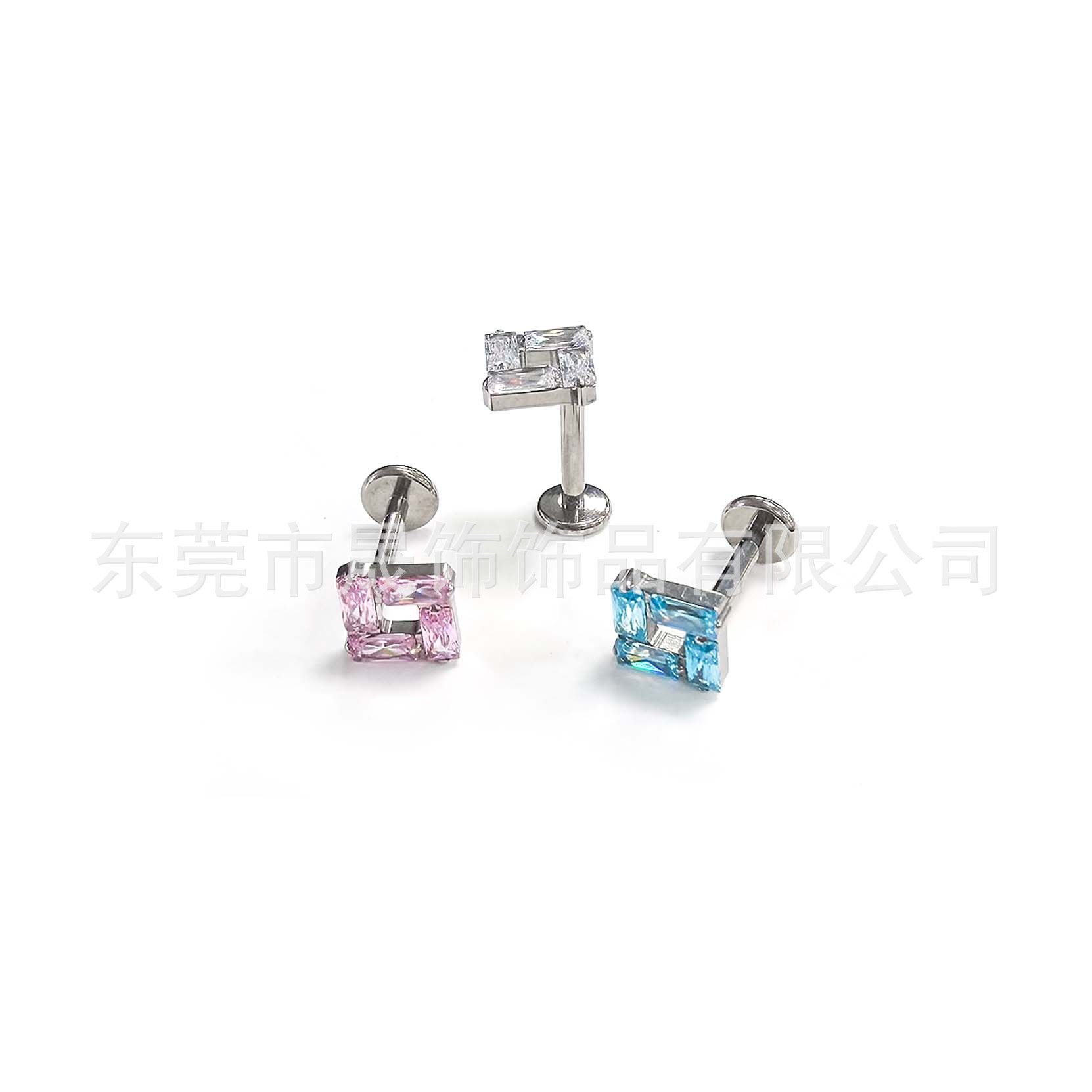 F136 Titanium Alloy 冰糖方 Zirconia Ear Stud 超闪方 Zirconia Helix Cartilage Stud G23 Titanium Labret Stud 人体 Piercing Ear 饰