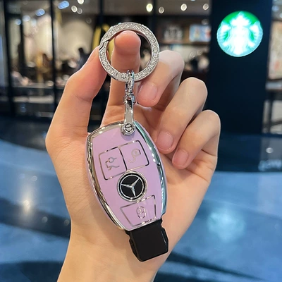Car key bag | S-Class Glc Car E-Class C-Class - purple-key-cover-diamond-ring