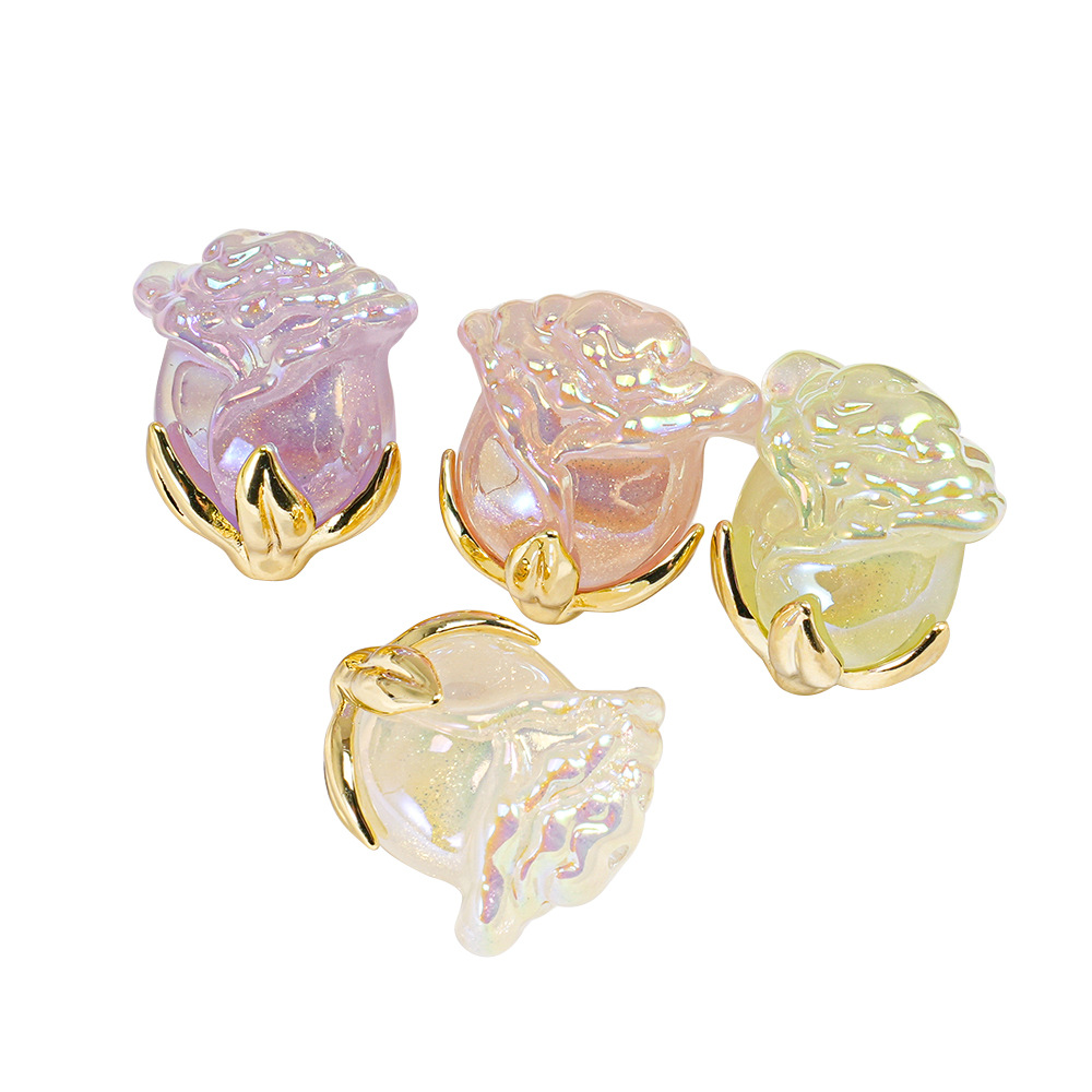 6 años dorados, rosas, cuentas, llavero de bricolaje hecho a mano, cadena de teléfono móvil, colgante de coche, accesorios de joyería de cuentas sueltas, lote suelto