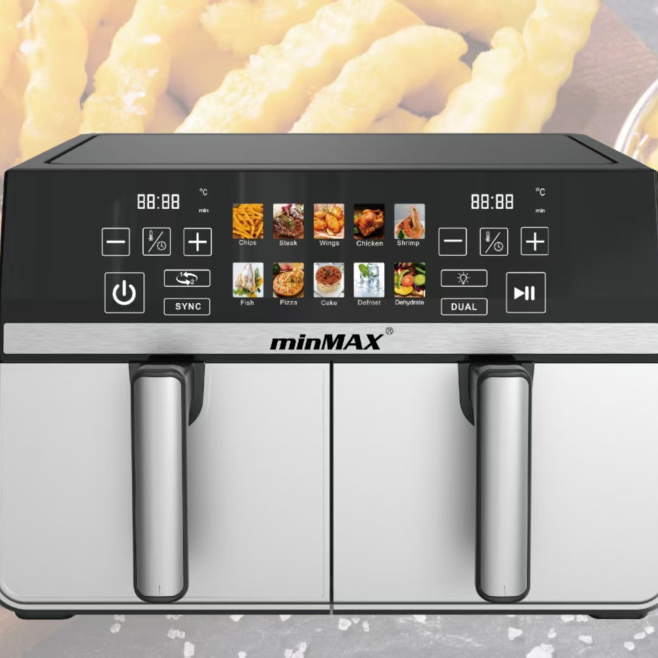 Minmax Source Factory New Large Color Screen Double Pot French Fries Multi-Functional Kitchen Household Air Fryer
